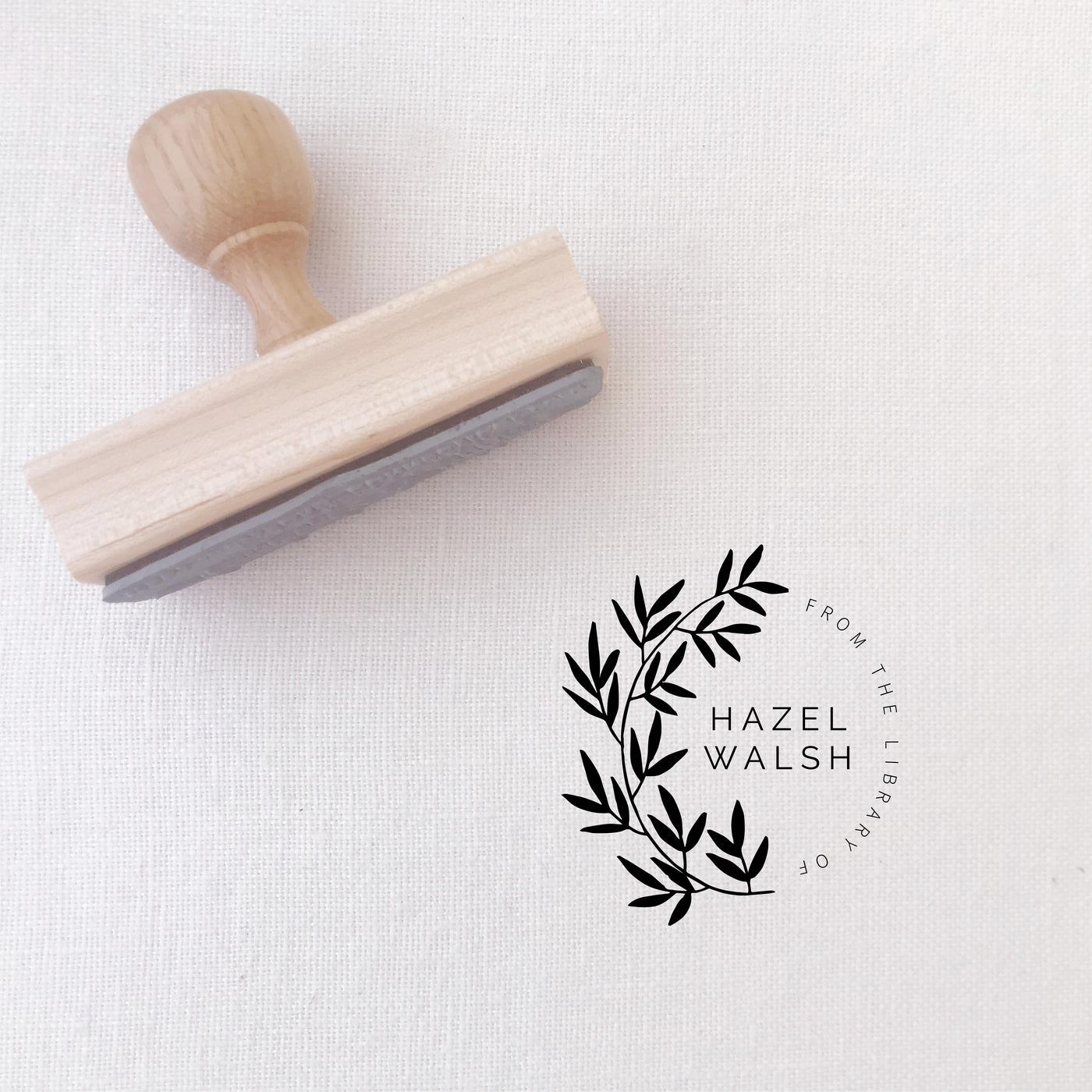 Valerie Classic Rustic Botanical Library Book Stamp | Custom Ex Libre Rubber Stamp with Wooden Handle for Wedding Couple & Family House Warming Gift, Luxe Packaging Embellishment | Heirloom Seals