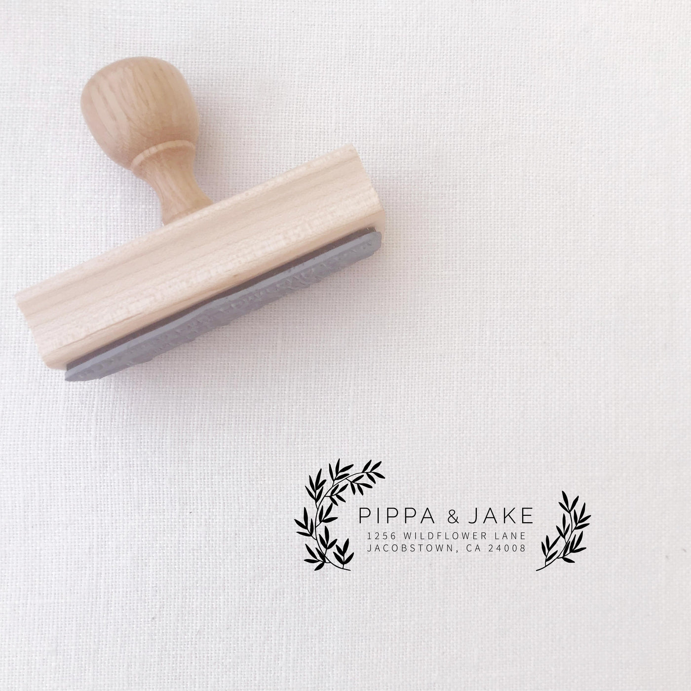 Valerie Classic Botanical Return Address Rubber Stamp | Custom Rubber Stamp Wood for Luxe Packaging & Fine Art Wedding Invitation Stationery | Heirloom Seals