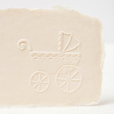 Baby Carriage Pram Embosser | Embossed Deckled Edge Tag for Birth Announcements & Baby Shower Packaging | Heirloom Seals
