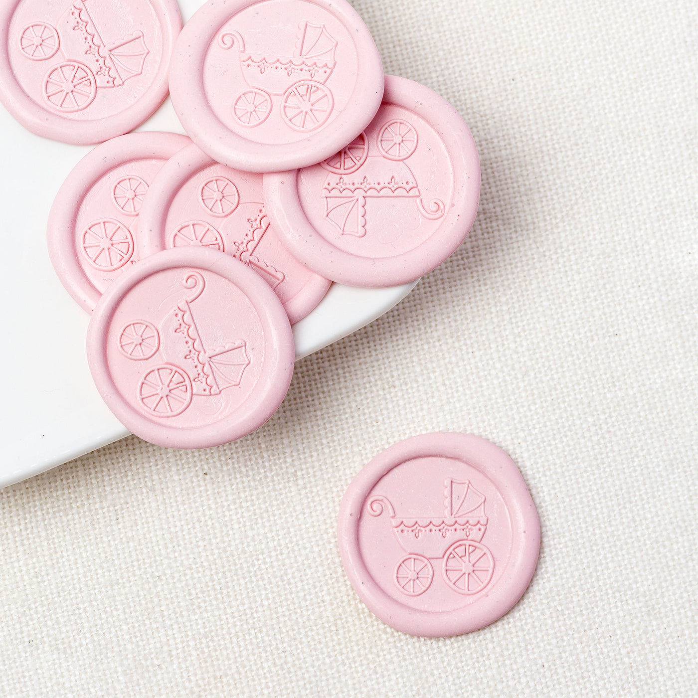 Pram Vintage Style Baby Carriage Self-Adhesive Pink Wax Seals | Heirloom Seals