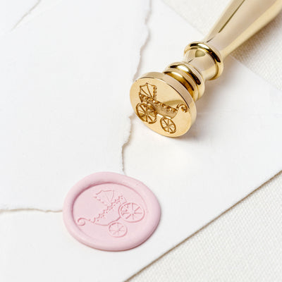 Pram Baby Carriage Wax Seal Stamp with Polished Brass Handle | Heirloom Seals