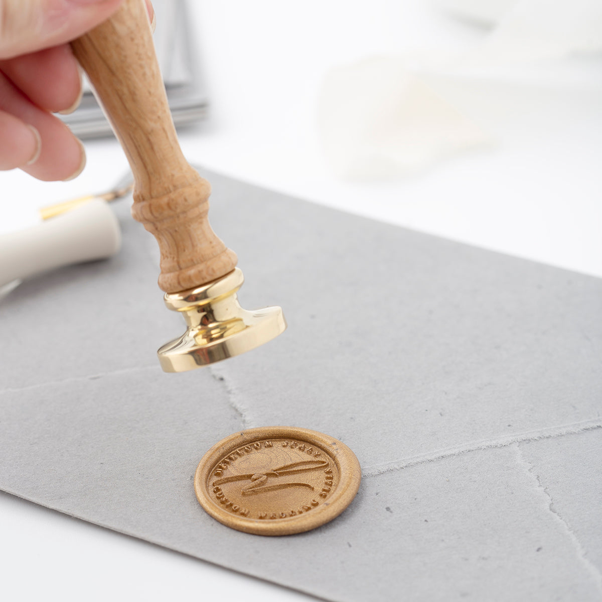 Lily of the valley oval wax seal stickers in classic gold | Set of 10  Marketplace Wax Seals by undefined