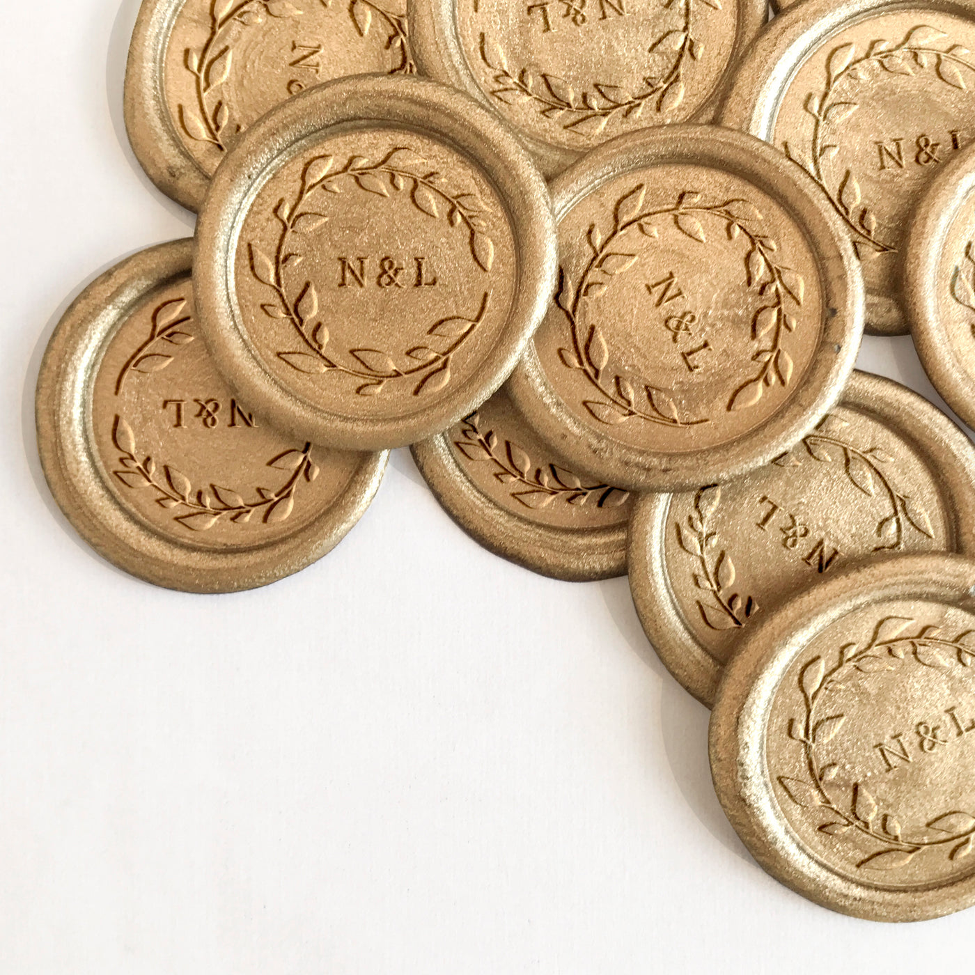 Annabelle Botanical Classic Monogram Gold Wax Seals | Custom Wax Stamp for Fine Art Wedding Stationery Envelope Invitations & Brand Packaging Embellishments for Gifts | Heirloom Seals