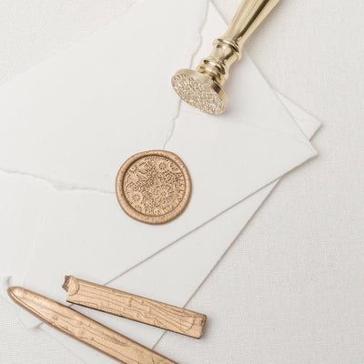 Irish Lace Wedding Veil Gold Self-Adhesive Wax Seals Embellishment For Fine Art Wedding Invitations | Heirloom Seals