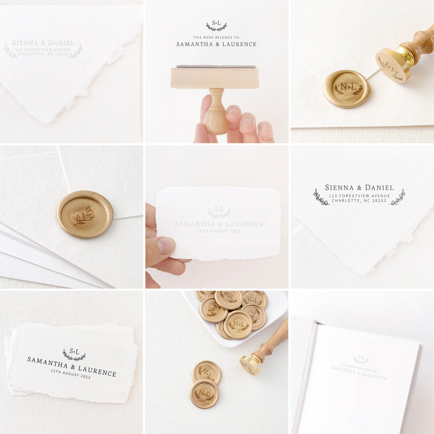 Willow Classic Botanical Return Address Rubber Stamp | Custom Rubber Stamp, Wax Seal Stickers & Embosser for Custom Luxe Embellishment Packaging & Fine Art Wedding Stationery Invitations | Heirloom Seals