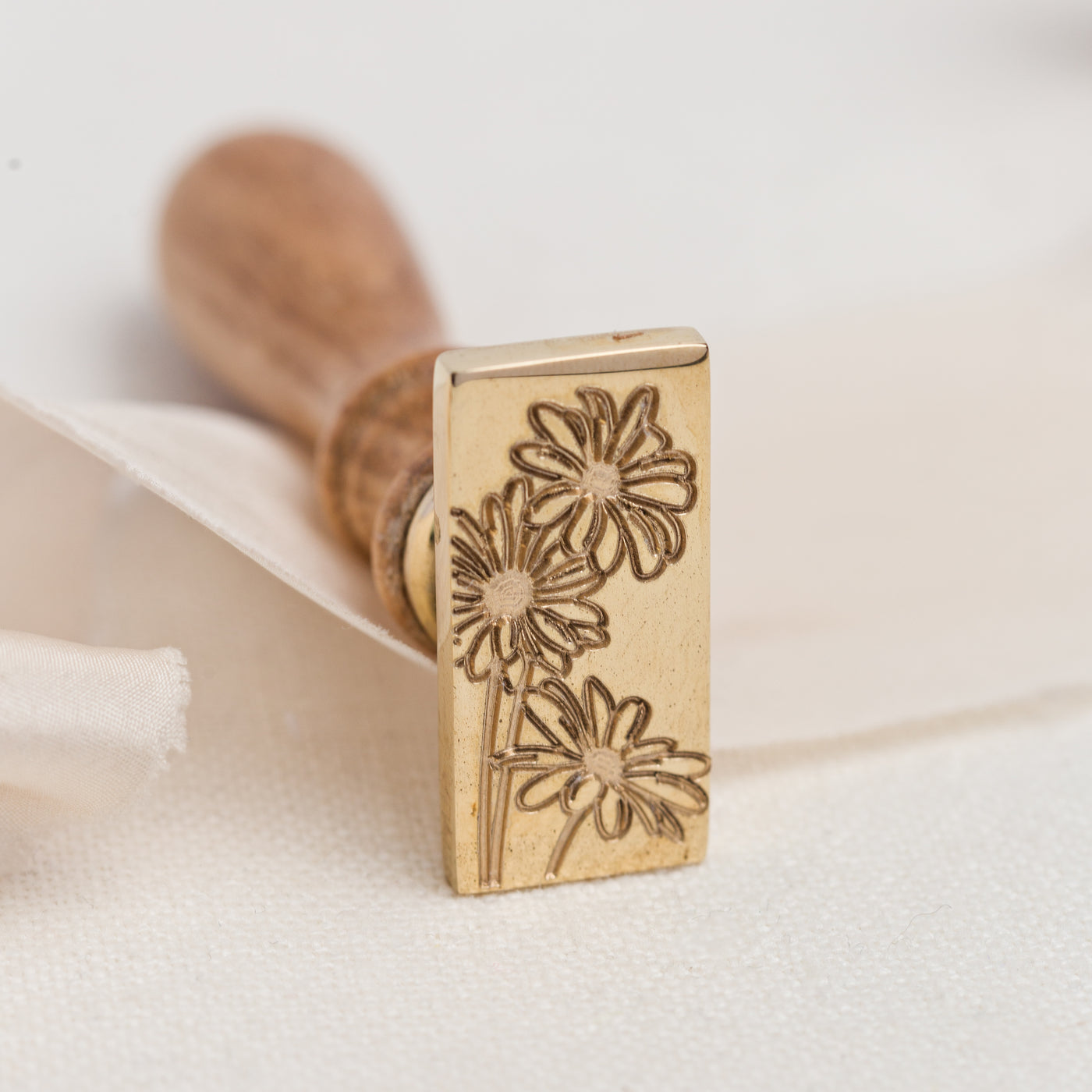 Rectangle Wax Seal Stamp with Flowers | Heirloom Seals